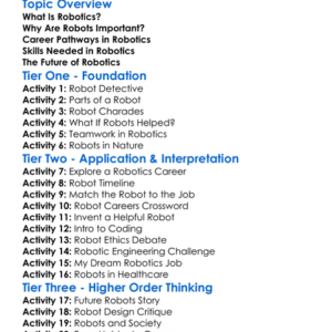 Robotics Career Pathways Worksheet Activity Booklet