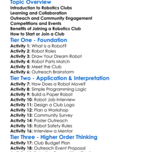 Robotics Clubs And Outreach Worksheet Activity Booklet