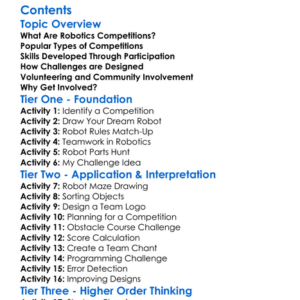 Robotics Competitions And Challenges Worksheet Activity Booklet