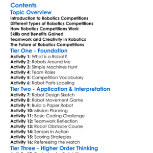 Robotics Competitions Eg First Robocup Worksheet Activity Booklet