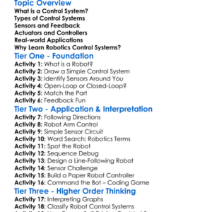 Robotics Control Systems Worksheet Activity Booklet
