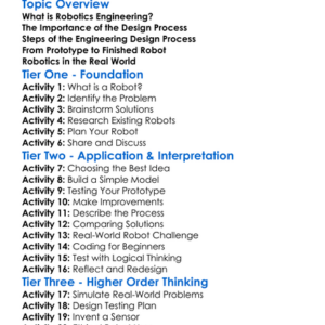 Robotics Engineering Design Process Worksheet Activity Booklet