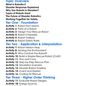 Robotics For Disaster Response Worksheet Activity Booklet