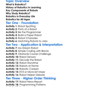 Robotics For Education Worksheet Activity Booklet