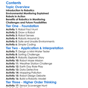 Robotics For Environmental Monitoring Worksheet Activity Booklet