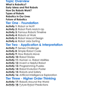 Robotics Fundamentals And History Worksheet Activity Booklet