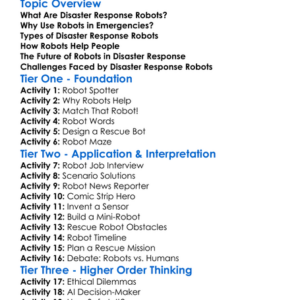 Robotics In Disaster Response Worksheet Activity Booklet