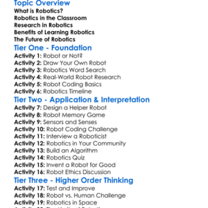 Robotics In Education And Research Worksheet Activity Booklet