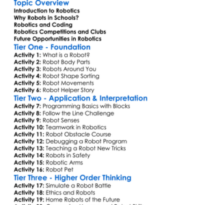 Robotics In Education Worksheet Activity Booklet