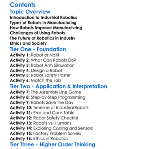 Robotics In Industry And Manufacturing Worksheet Activity Booklet