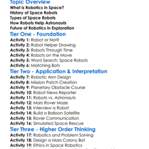 Robotics In Space Exploration Worksheet Activity Booklet