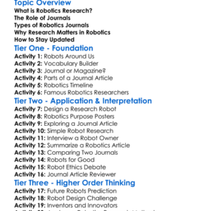 Robotics Journals And Research Worksheet Activity Booklet