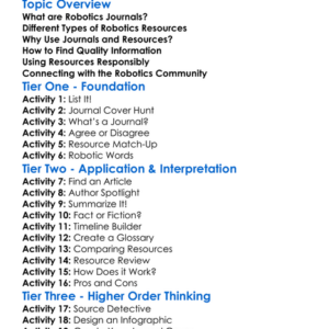 Robotics Journals And Resources Worksheet Activity Booklet