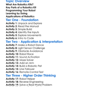 Robotics Kits Eg Lego Vex Worksheet Activity Booklet