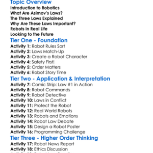 Robotics Laws Asimovs Laws Worksheet Activity Booklet