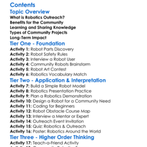Robotics Outreach And Community Projects Worksheet Activity Booklet