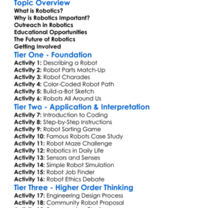 Robotics Outreach And Education Worksheet Activity Booklet