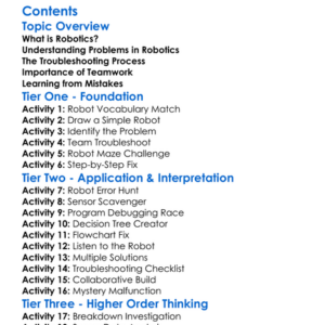 Robotics Problem Solving And Troubleshooting Worksheet Activity Booklet