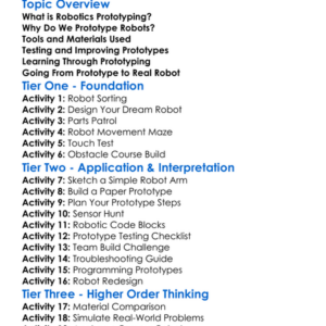 Robotics Prototyping Worksheet Activity Booklet