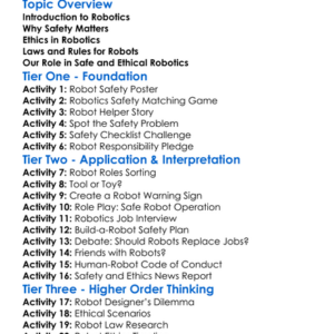 Robotics Safety And Ethics Worksheet Activity Booklet