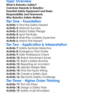 Robotics Safety Procedures Worksheet Activity Booklet