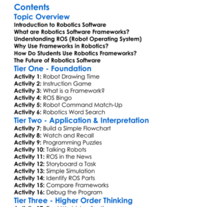 Robotics Software Frameworks Eg Ros Worksheet Activity Booklet