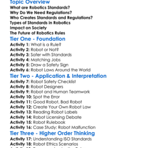 Robotics Standards And Regulations Worksheet Activity Booklet
