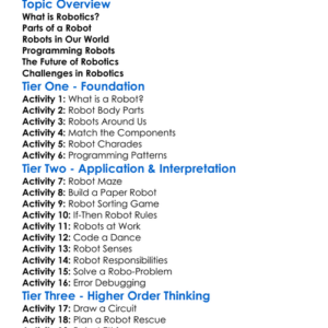 Robotics Worksheet Activity Booklet