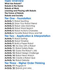 Robots In Daily Life Worksheet Activity Booklet