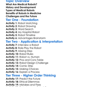 Robots In Medicine Worksheet Activity Booklet