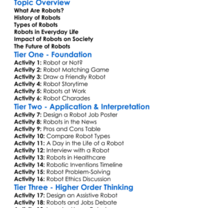 Robots In Society Worksheet Activity Booklet