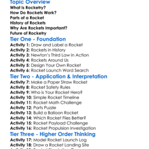 Rocketry Worksheet Activity Booklet