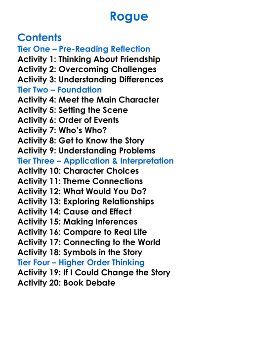 Rogue Worksheet Activity Booklet
