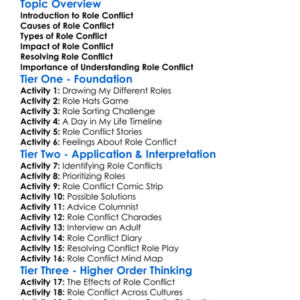 Role Conflict Worksheet Activity Booklet