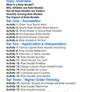 Role Models In Sport Worksheet Activity Booklet