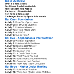 Role Models In Sports Worksheet Activity Booklet