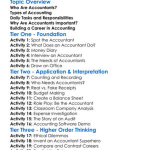 Role Of Accountants Worksheet Activity Booklet
