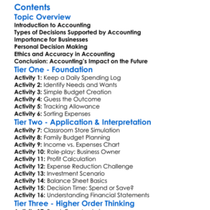 Role Of Accounting In Decision Making Worksheet Activity Booklet