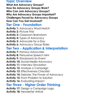 Role Of Advocacy Groups Worksheet Activity Booklet