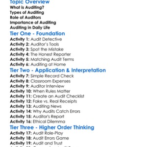 Role Of Auditing Worksheet Activity Booklet