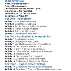 Role Of Decomposers Worksheet Activity Booklet