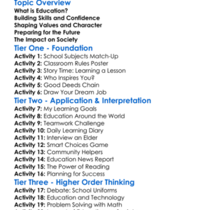 Role Of Education Worksheet Activity Booklet