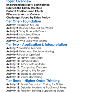 Role Of Elders In Different Cultures Worksheet Activity Booklet
