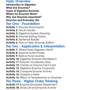 Role Of Enzymes In Digestion Worksheet Activity Booklet