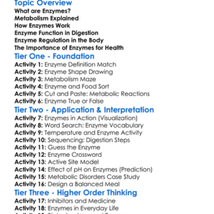 Role Of Enzymes In Metabolism Worksheet Activity Booklet