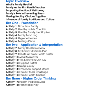 Role Of Family In Health Worksheet Activity Booklet