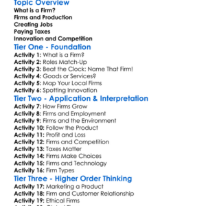 Role Of Firms Worksheet Activity Booklet