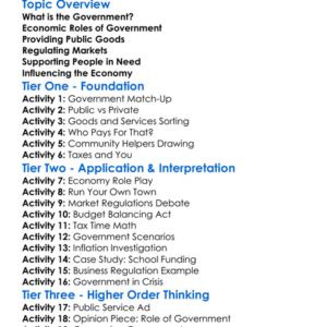 Role Of Government In Economy Worksheet Activity Booklet