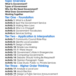 Role Of Government Worksheet Activity Booklet