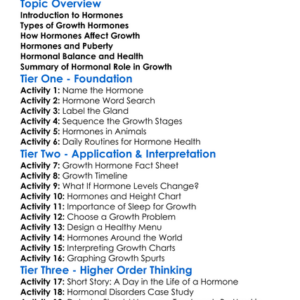 Role Of Hormones In Growth Worksheet Activity Booklet